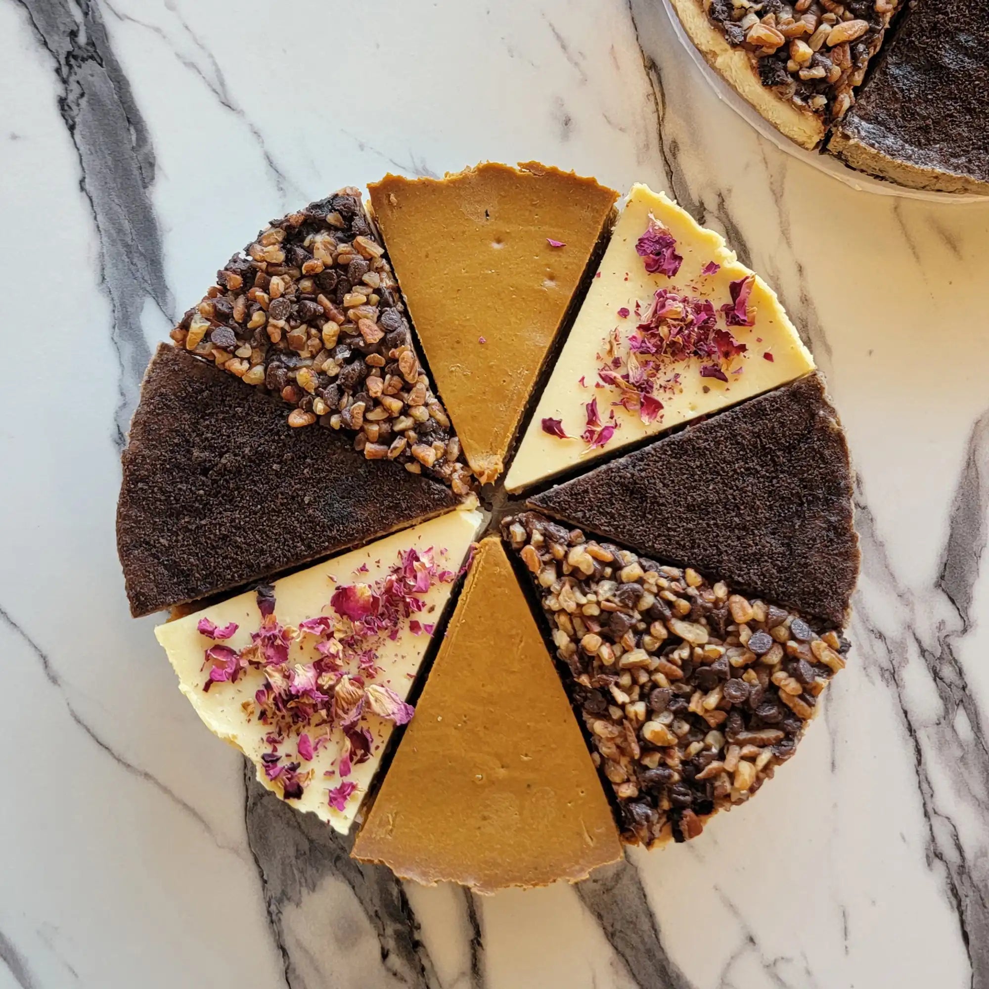Cheesecake Platter – Gulab (Rose), Pumpkin, Oreo & Turtle Flavors